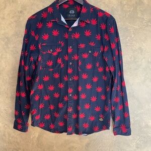 DJAB Simons 420 Leaf Pattern Cotton Ripstop Button Down Shirt